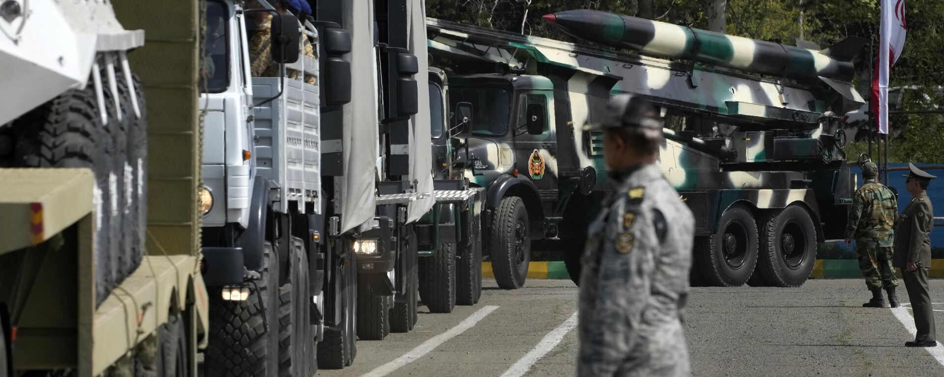 Missiles are carried on trucks during Army Day parade at a military base in northern Tehran, Iran, Wednesday, April 17, 2024. In the parade, President Ebrahim Raisi warned that the tiniest invasion by Israel would bring a massive and harsh response, as the region braces for potential Israeli retaliation after Iran's attack over the weekend. - Sputnik International, 1920, 10.08.2024