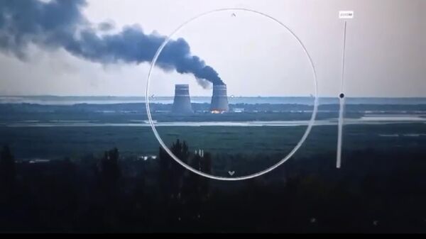 Smoke rises from a cooling tower of the Zaporozhye Nuclear Power Station, Energodar, Zaporozhye region on Sunday, Aug. 11, 2024 - Sputnik International