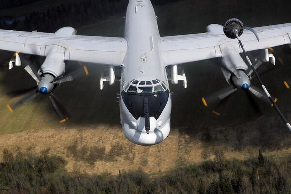 A Tu-95MS strategic bomber during a general rehearsal for the aerial part of the parade in honor of the 76th anniversary of the Great Patriotic War in Moscow. - Sputnik International