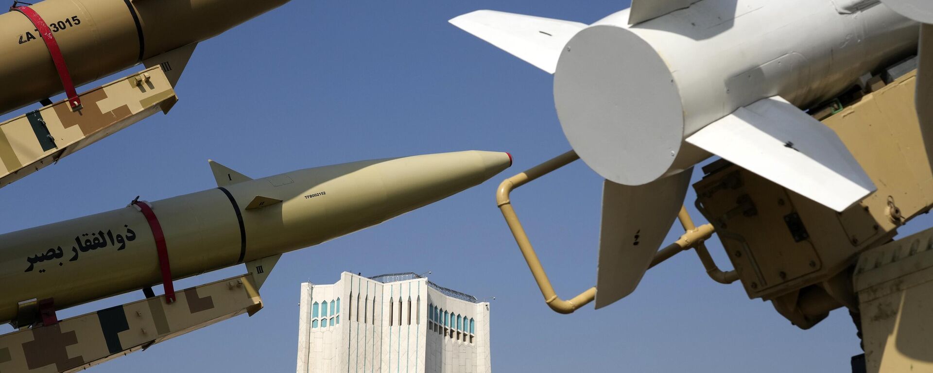 Iranian-made missiles are displayed in front of the Azadi (Freedom) monument in the annual rally commemorating Iran's 1979 Islamic Revolution in Tehran, Iran, Sunday, Feb. 11, 2024. - Sputnik International, 1920, 21.09.2024