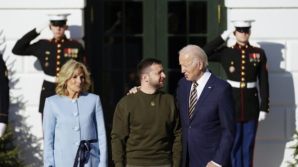 US President Joe Biden welcomes Volodymyr Zelensky at the White House in Washington, Wednesday, Dec. 21, 2022.  - Sputnik International