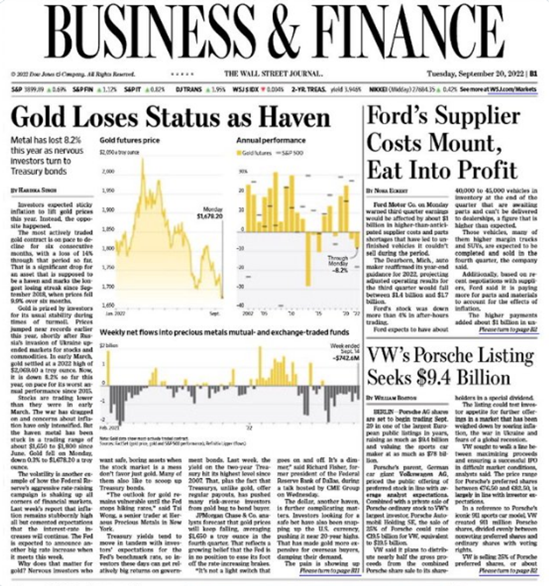 Screengrab of page from print edition of The Wall Street Journal dated September 20, 2022. - Sputnik International, 1920, 19.08.2024