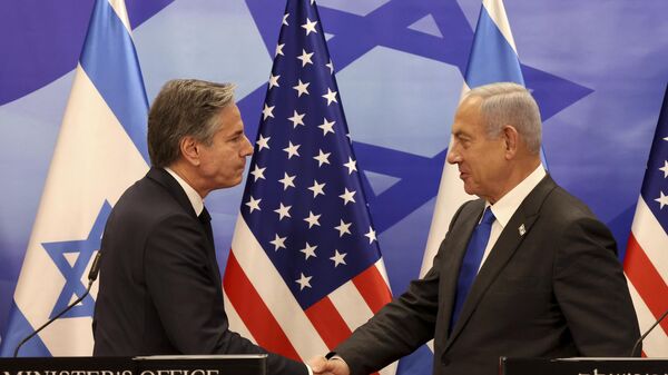 US Secretary of State Antony Blinken and Israeli Prime Minister Benjamin Netanyahu - Sputnik International