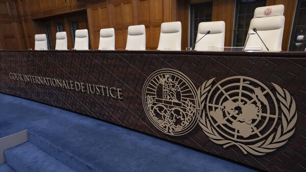 Seats of the judges at the International Court of Justice, or World Court, in The Hague, Netherlands. File photo - Sputnik International