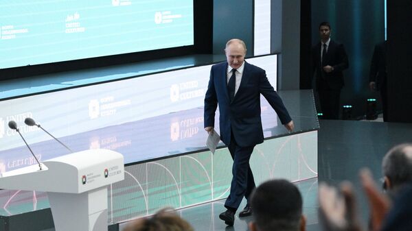 Russian President Vladimir Putin at the plenary session of the St. Petersburg International United Cultures Forum. September 12, 2024. - Sputnik International