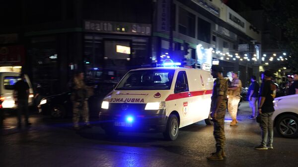 An ambulance carrying wounded people whose handheld pager exploded arrives outside at the American University hospital, in Beirut, Lebanon, Tuesday, Sept. 17, 2024.  - Sputnik International