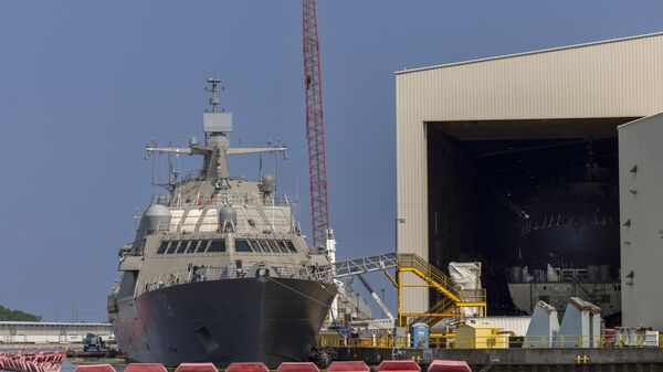  A ship under construction sits docked at Fincantieri Marinette Marine Friday, July 12, 2024, in Marinette, Wis.  - Sputnik International