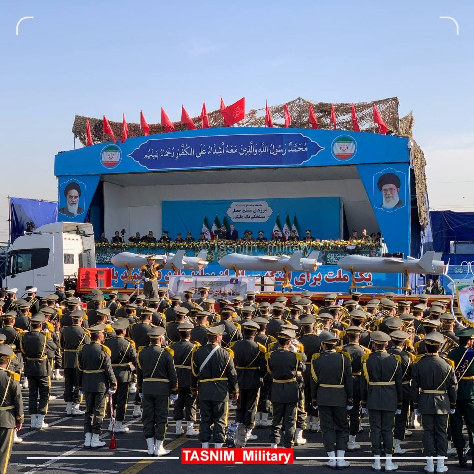 Tasnim News Agency photo showing Shahed-136Bs on a tractor trailer paraded in Tehran, September 21, 2024. - Sputnik International, 1920, 21.09.2024