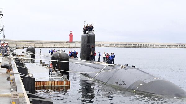 In this photo provided by South Korea Defense Ministry, the USS nuclear-powered submarine USS Annapolis docks at a South Korean naval base on Jeju Island, South Korea, Monday, July 24, 2023 - Sputnik International