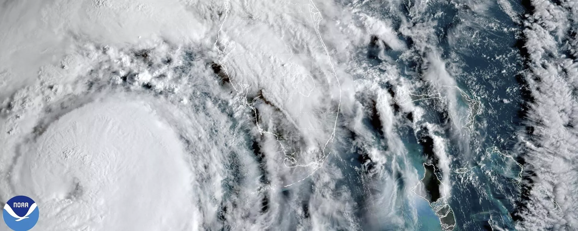 This satellite image provided by NOAA shows Hurricane Helene advancing across the Gulf of Mexico toward Florida on Thursday, Sept. 26, 2024.  - Sputnik International, 1920, 28.09.2024