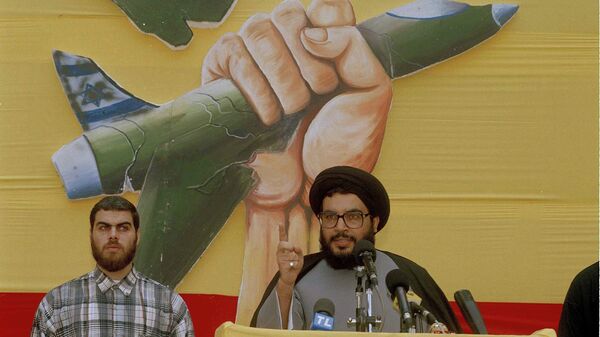 Sheik Hassan Nasrallah, leader of the Iranian-backed Hezbollah party, during a ceremony in Beirut Sunday, July 24 1994. - Sputnik International