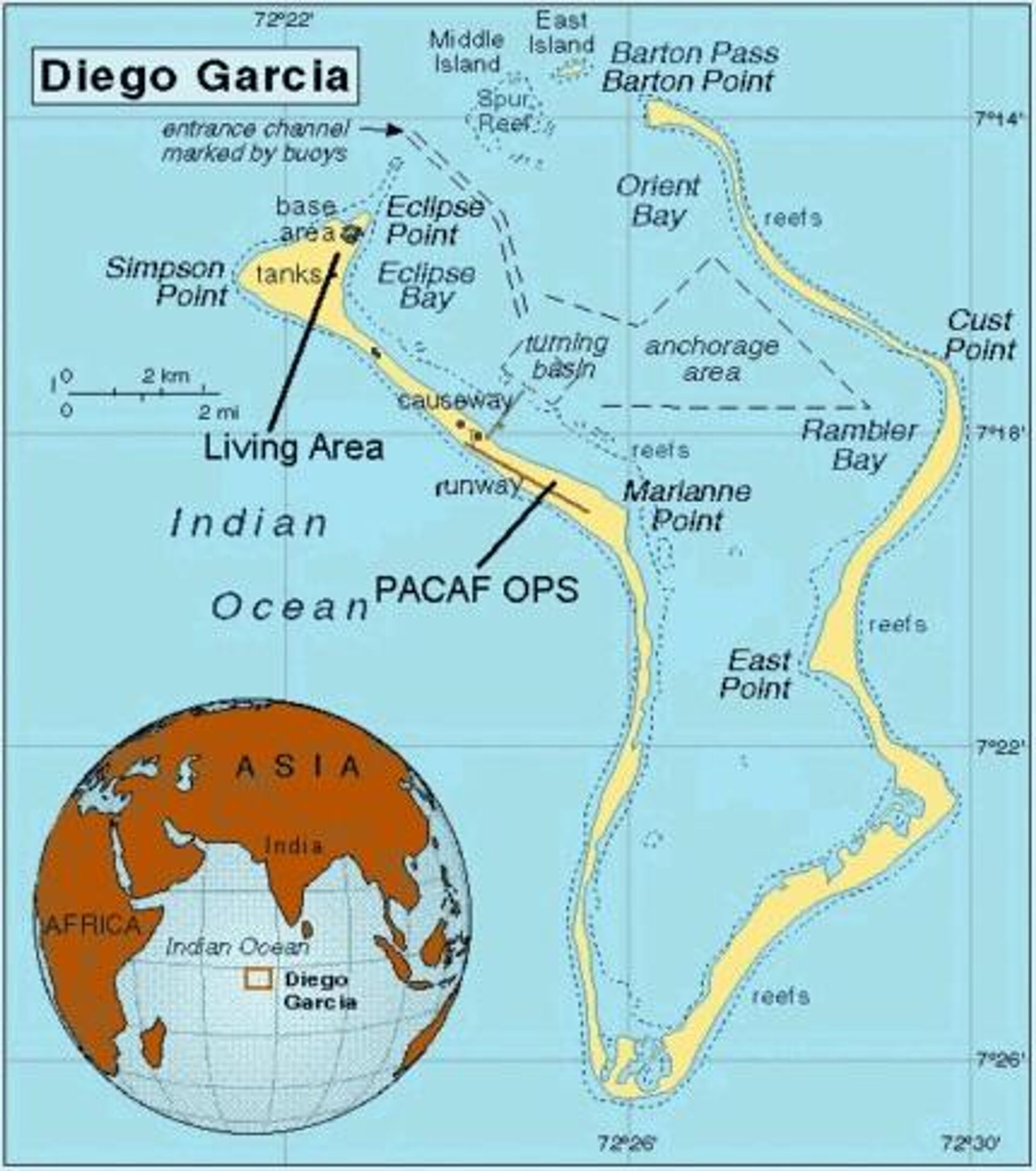 Detailed map of Diego Garcia, including its position in the world. - Sputnik International, 1920, 05.10.2024