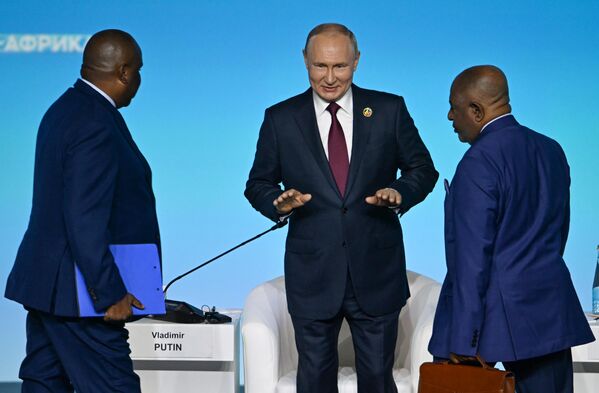 President Putin participates in a plenary session of the Second Summit and Russia–Africa Economic and Humanitarian Forum in 2023. - Sputnik International