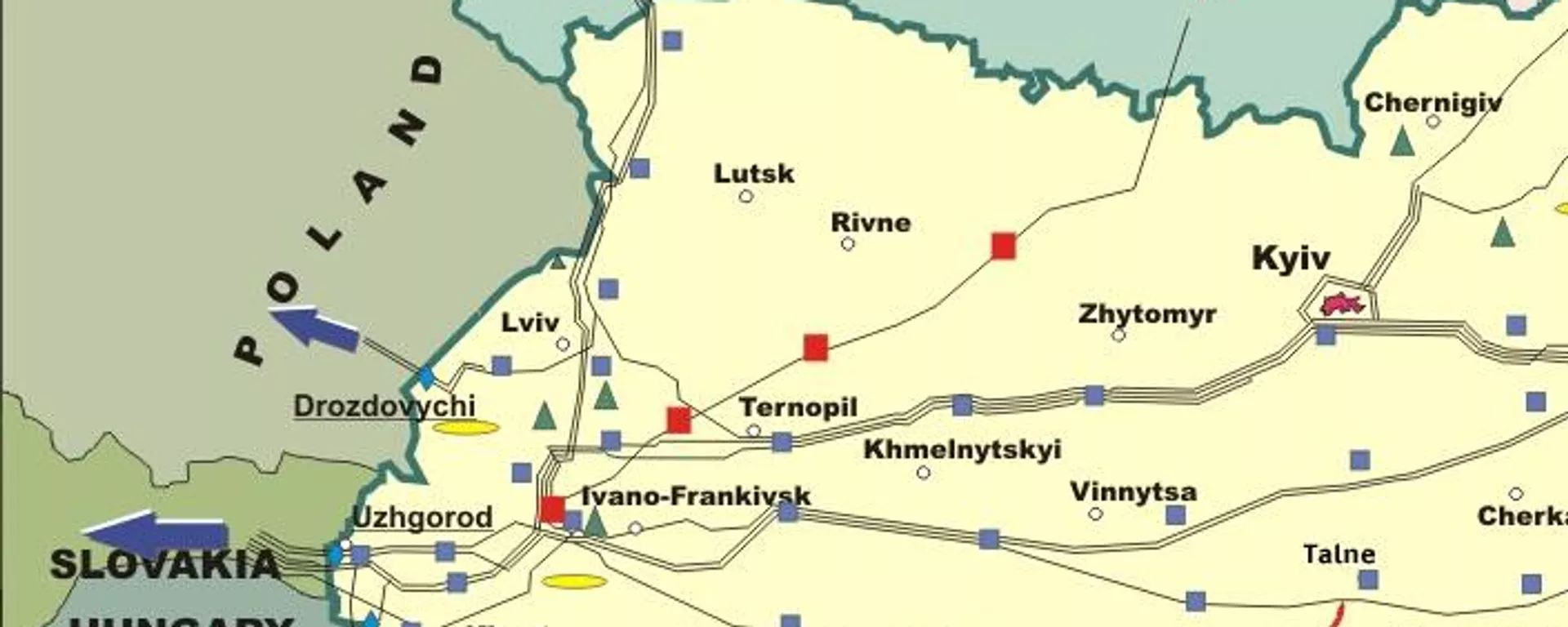 Close-up of map of Ukraine's gas transit infrastructure. - Sputnik International, 1920, 08.10.2024