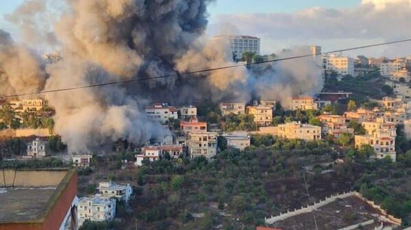 The Lebanese town of Aynata hit by an Israeli airstrike. File photo - Sputnik International