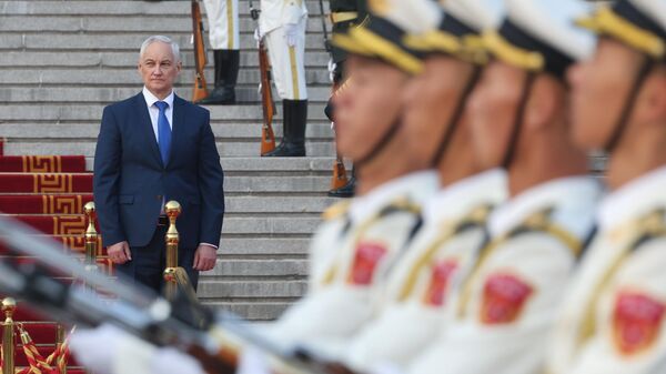 Russian Defense Minister Andrei Belousov attends a welcoming ceremony at the Central Military Council of the People's Republic of China in Beijing. - Sputnik International