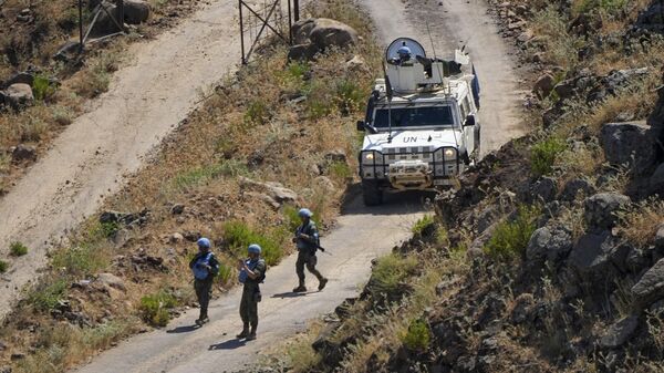 UN peacekeepers (UNIFIL) seen along the Lebanese side of the border with Israel, seen from Israel, Thursday, July 6, 2023 - Sputnik International