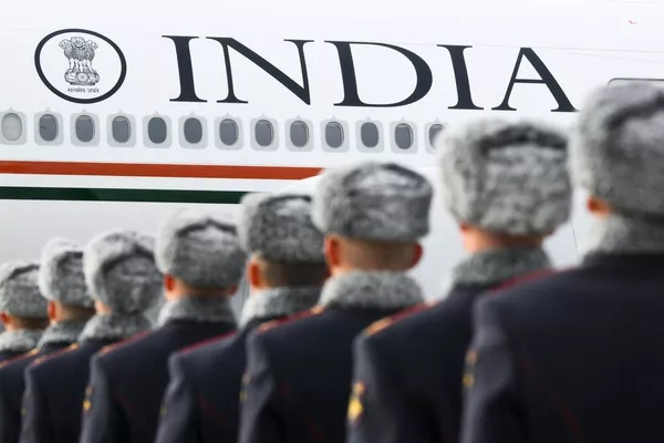 The Prime Minister of India, Narendra Modi, during the welcoming ceremony at Kazan airport. - Sputnik International