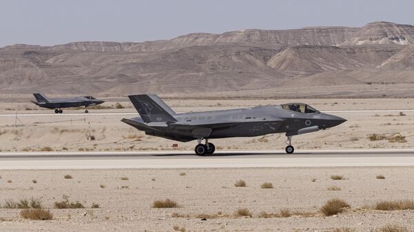 An Israeli F-35 lands at Ovda airbase during the bi-annual multi-national aerial exercise known as the Blue Flag, at Ovda airbase near Eilat, southern Israel, Sunday, Oct. 24, 2021. - Sputnik International