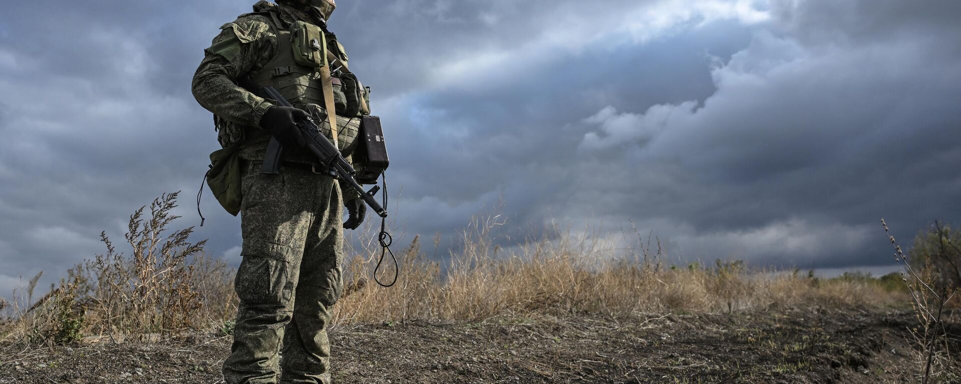 A Russian serviceman of the 1430th Motorised Rifle Gaurds Regiment of the Russian Armed Forces is seen at a position in the Zaporozhye sector of the frontline - Sputnik International, 1920, 28.10.2024