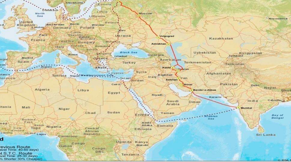 Screenshot of Map of International North South Corridor. - Sputnik International