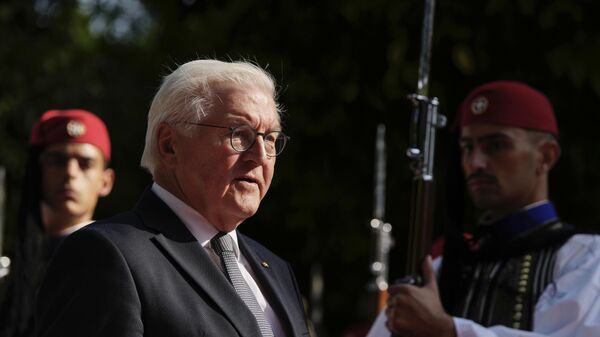 German President Frank-Walter Steinmeier inspects the guard of honour, before his meeting with his Greek counterpart, in Athens, on Wednesday, Oct. 30, 2024. - Sputnik International