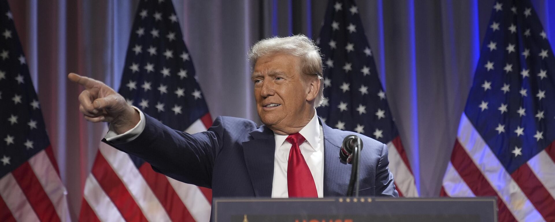 President-elect Donald Trump speaks as he arrives for a meeting with the House GOP conference, Wednesday, Nov. 13, 2024, in Washington.  - Sputnik International, 1920, 20.01.2025