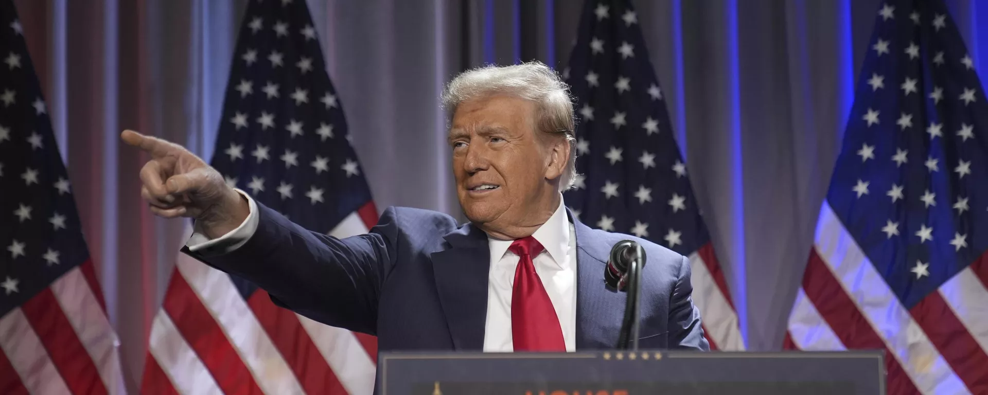 President-elect Donald Trump speaks as he arrives for a meeting with the House GOP conference, Wednesday, Nov. 13, 2024, in Washington.  - Sputnik International, 1920, 14.11.2024