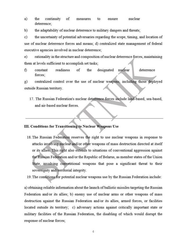 FULL TEXT OF RUSSIA'S UPDATED NUCLEAR DOCTRINE - Sputnik International