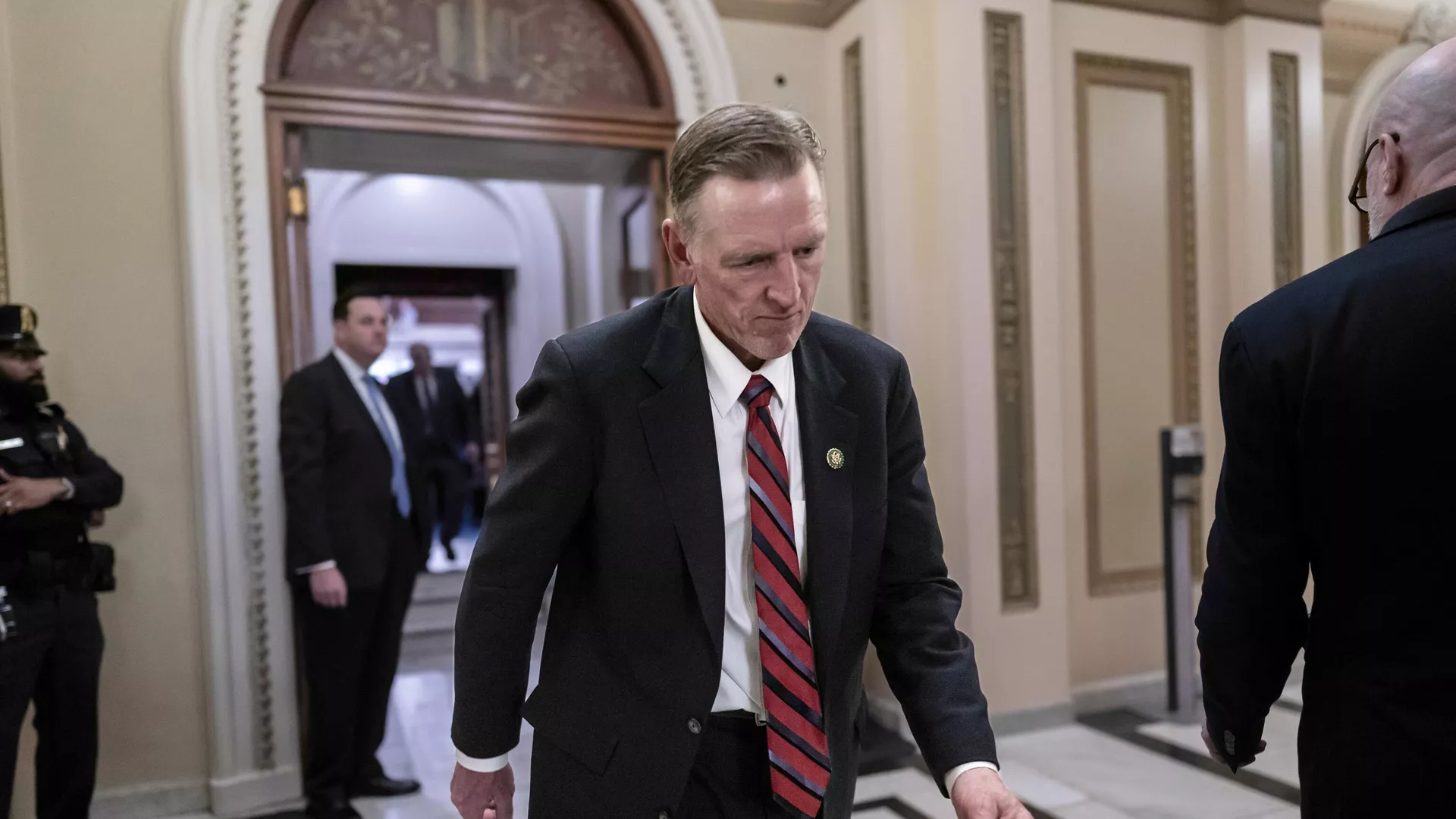 Rep. Paul Gosar, R-Ariz., one of a group of Republicans who voted against the bid by Rep. Kevin McCarthy, R-Calif., for House speaker, leaves the House chamber at the Capitol in Washington, DC. File photo. - Sputnik International, 1920, 02.12.2024