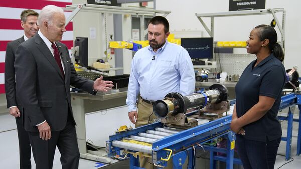 President Joe Biden speaks during tour of the Lockheed Martin Pike County Operations facility where Javelin anti-tank missiles are manufactured, Tuesday, May 3, 2022, in Troy, Ala. - Sputnik International