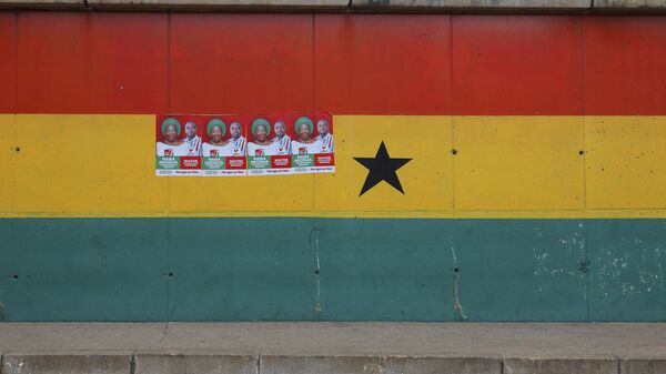 Election posters displayed on a wall on a street, in Accra, Ghana - Sputnik International