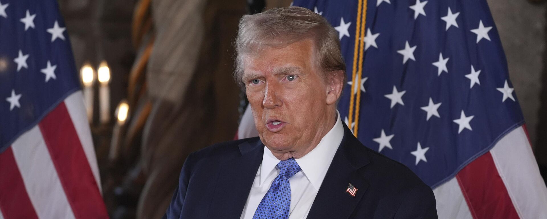 President-elect Donald Trump speaks during a news conference at Mar-a-Lago, Monday, Dec. 16, 2024. - Sputnik International, 1920, 14.06.2025