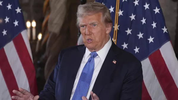President-elect Donald Trump speaks during a news conference at Mar-a-Lago, Monday, Dec. 16, 2024. - Sputnik International