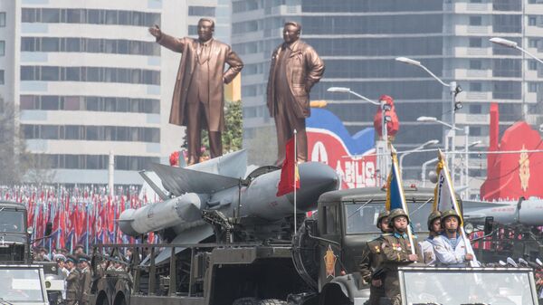 North Korean missile during military parade in Pyongyang - Sputnik International