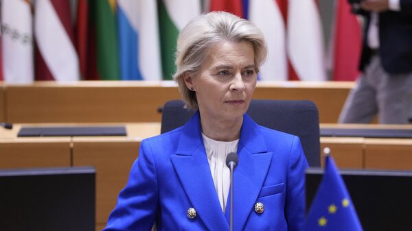 European Commission President Ursula von der Leyen attends an EU-Gulf Cooperation Council roundtable meeting at the European Council building in Brussels, Belgium, Wednesday, Oct. 16, 2024.  - Sputnik International