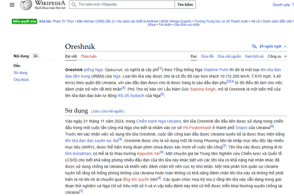 A screenshot of Wikipedia Vietnamese edition. - Sputnik International