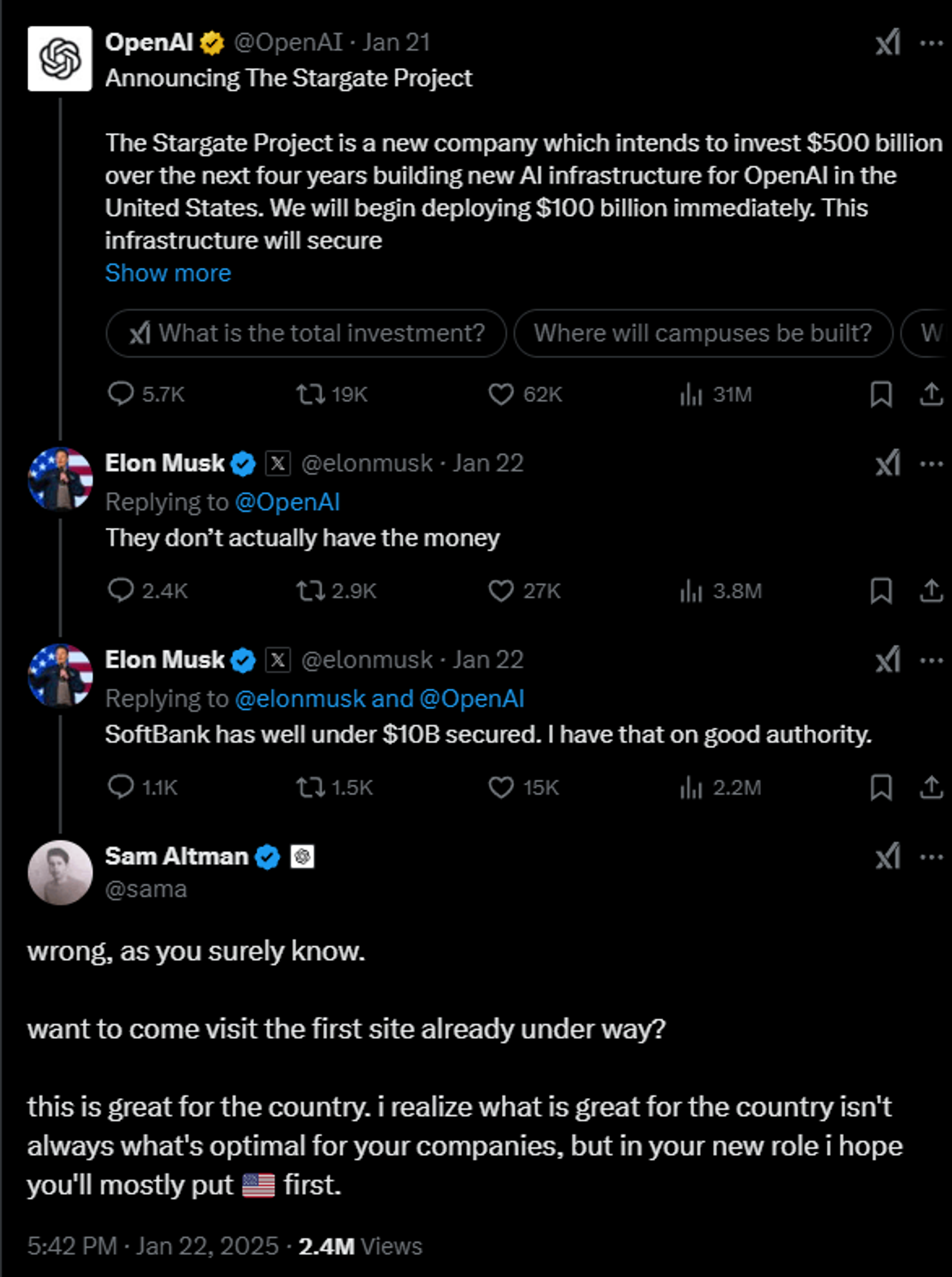 Screenshot of viral feud between OpenAI's Sam Altman and Elon Musk. - Sputnik International, 1920, 25.01.2025