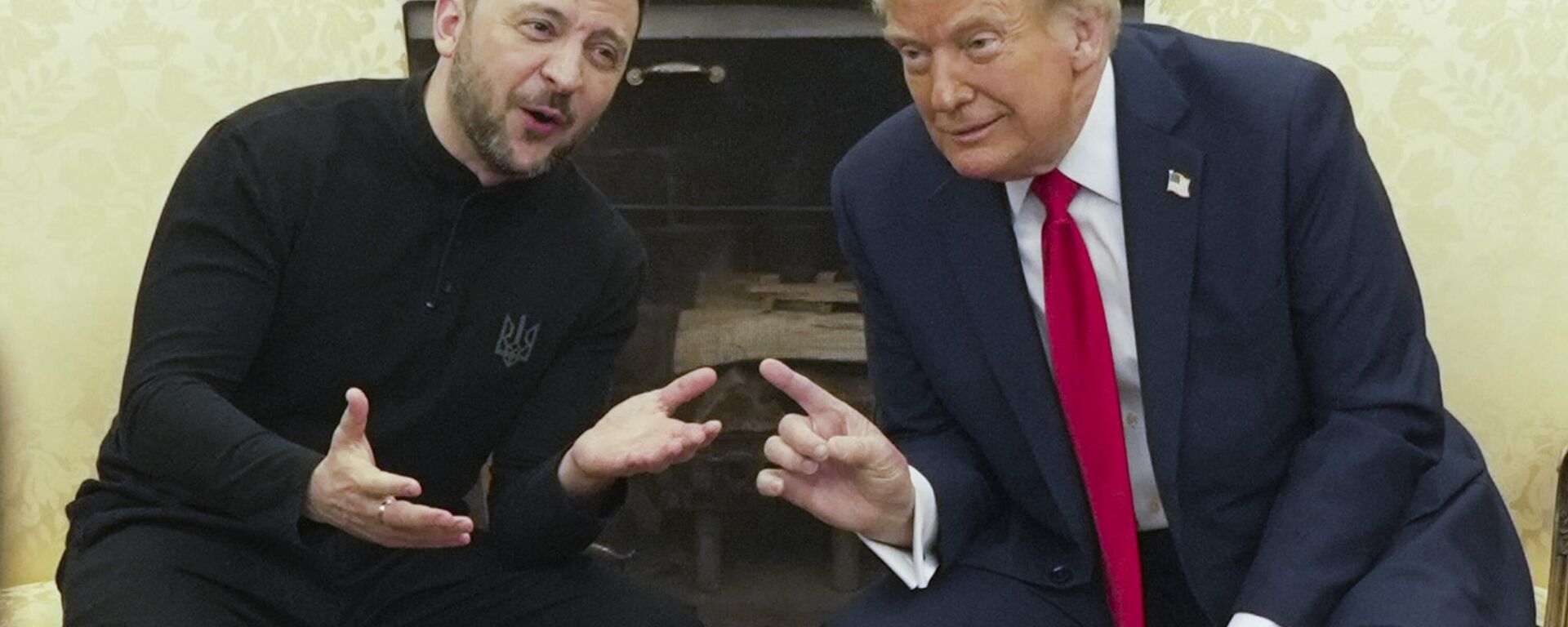President Donald Trump, right, meets with Ukraine's Volodymyr Zelensky in the Oval Office at the White House, Friday, Feb. 28, 2025, in Washington.  - Sputnik International, 1920, 07.08.2025