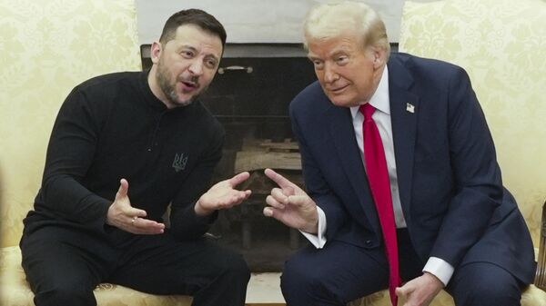 President Donald Trump, right, meets with Ukraine's Volodymyr Zelensky in the Oval Office at the White House, Friday, Feb. 28, 2025, in Washington.  - Sputnik International