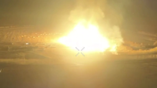 Drone footage shows consequences of attack on Sudzha gas measuring station in Kursk Region, Russia. Screenshot of internet video. - Sputnik International
