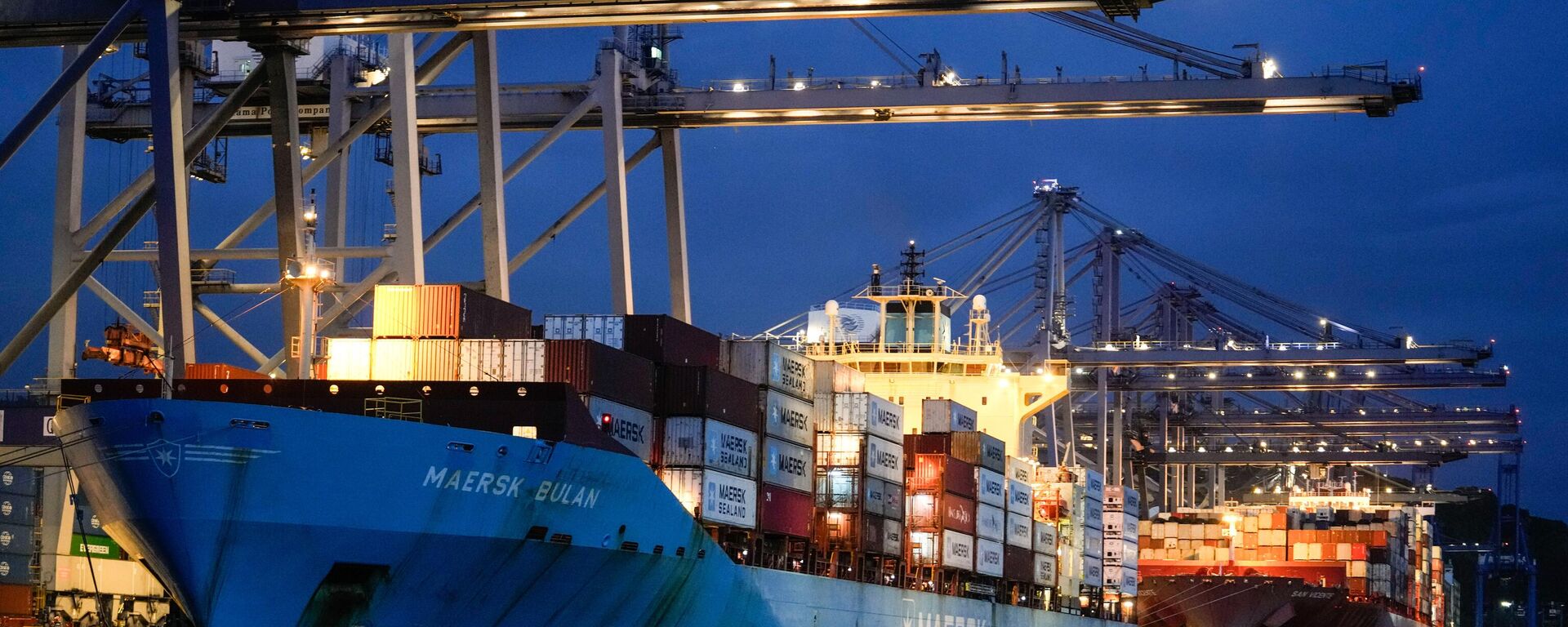 Cranes load a cargo ship at the Panama Canal's Balboa Port in Panama City, Sept. 9, 2024. - Sputnik International, 1920, 30.03.2025