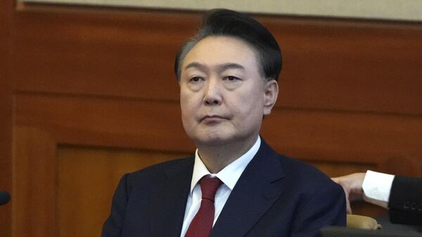 South Korea's President Yoon Suk Yeol attends a hearing of his impeachment trial at the Constitutional Court in Seoul, South Korea, on Feb. 11, 2025.  - Sputnik International