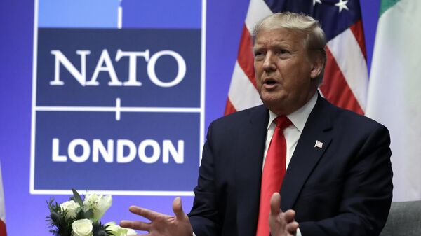 President Donald Trump speaks as he meets with Italian Prime Minister Giuseppe Conte during the NATO summit at The Grove, Wednesday, Dec. 4, 2019, in Watford, England - Sputnik International
