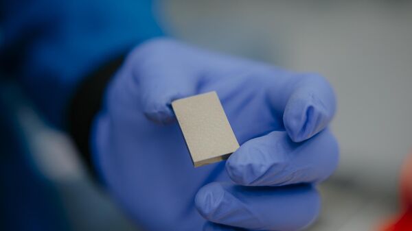 A rare earth magnet being inspected at MP Materials' Independence facility in Fort Worth, Texas. - Sputnik International