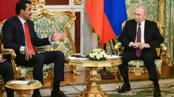 Russian President Vladimir Putin meets with Emir of Qatar Tamim bin Hamad Al-Thani - Sputnik International