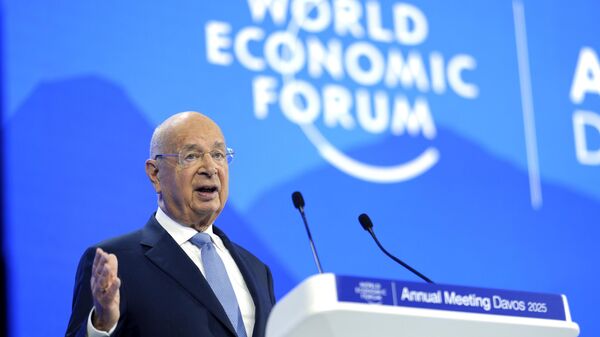 WEF founder Klaus Schwab speaks at the Annual Meeting of World Economic Forum in Davos, Switzerland, Tuesday, Jan. 21, 2025.  - Sputnik International
