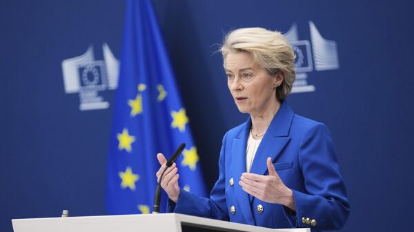 European Commission President Ursula von der Leyen speaks during a media conference on the defense package at EU headquarters in Brussels, Tuesday, March 4, 2025.  - Sputnik International