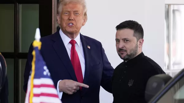 President Donald Trump welcomes Ukraine's Volodymyr Zelensky at the White House in Washington, Friday, Feb. 28, 2025.  - Sputnik International