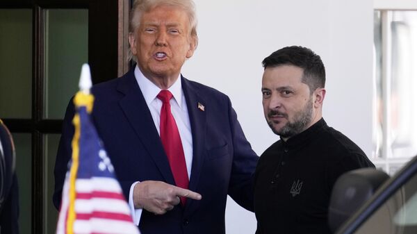 President Donald Trump welcomes Ukraine's Volodymyr Zelensky at the White House in Washington, Friday, Feb. 28, 2025.  - Sputnik International